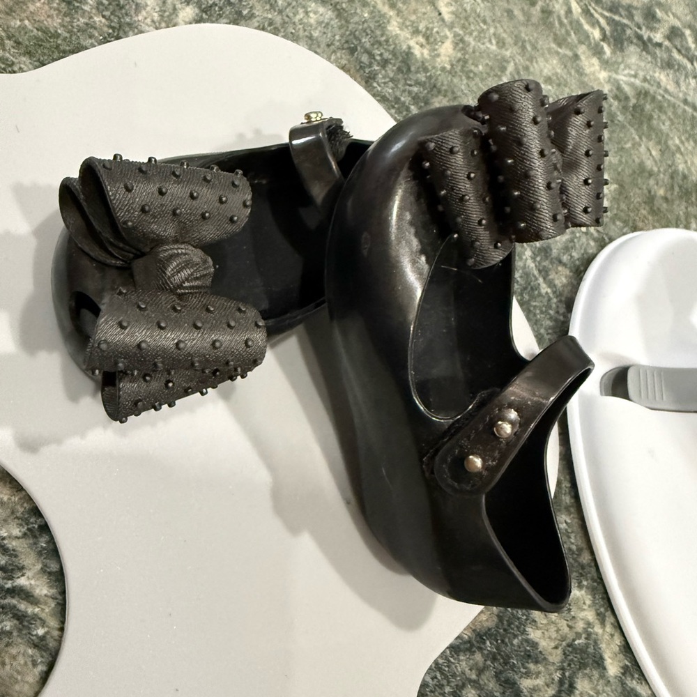 Mini Melissa Black Bow Jelly Mary Jane Flats